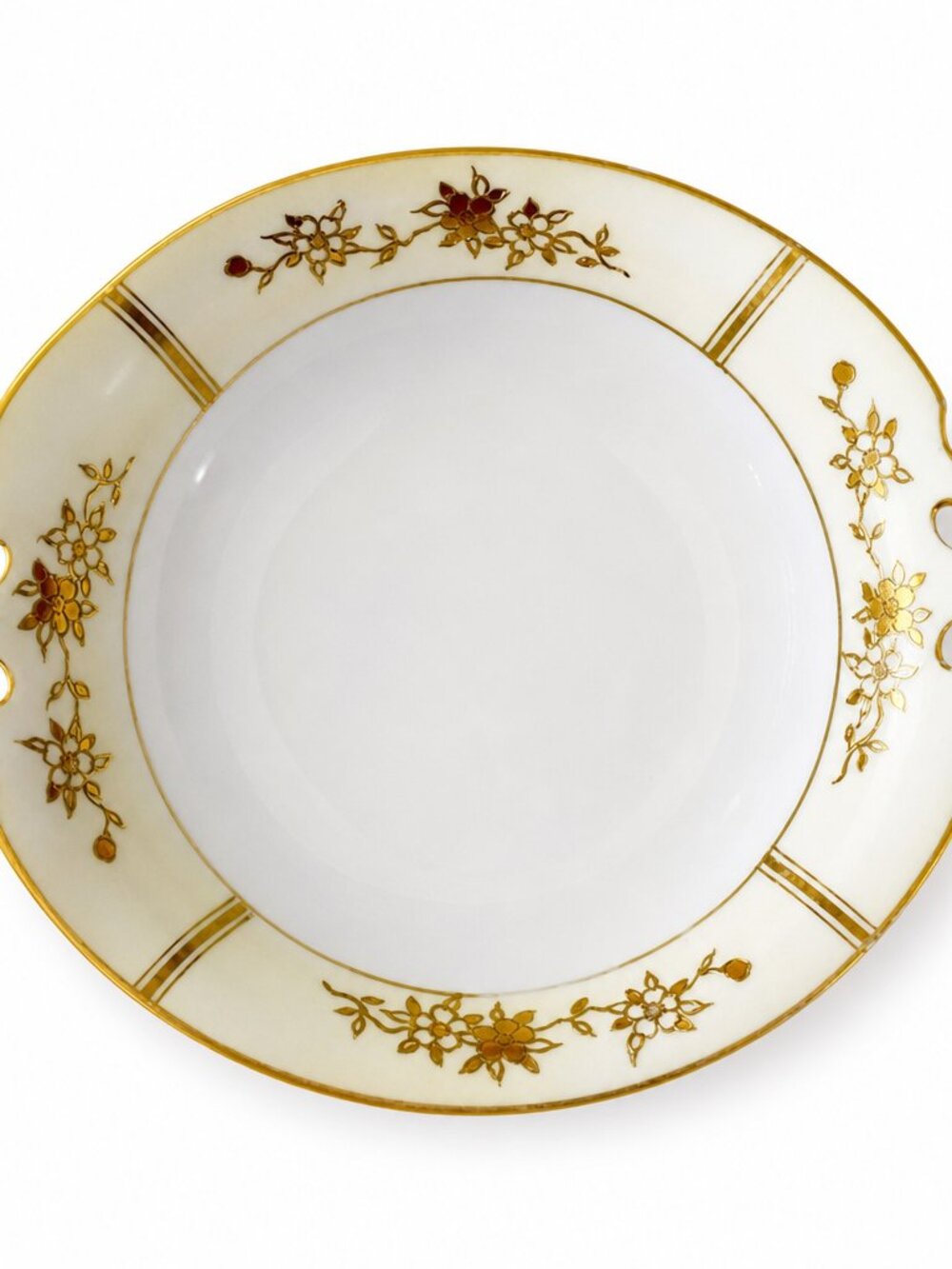 Vintage Noritake Gold Floral Handled Porcelain Serving Bowl – Ornate & Elegant